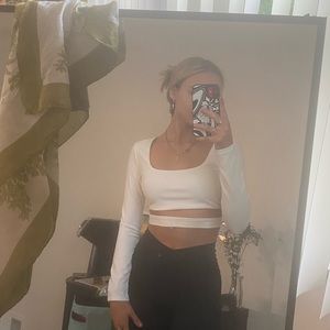 White Long Sleeve Crop Top